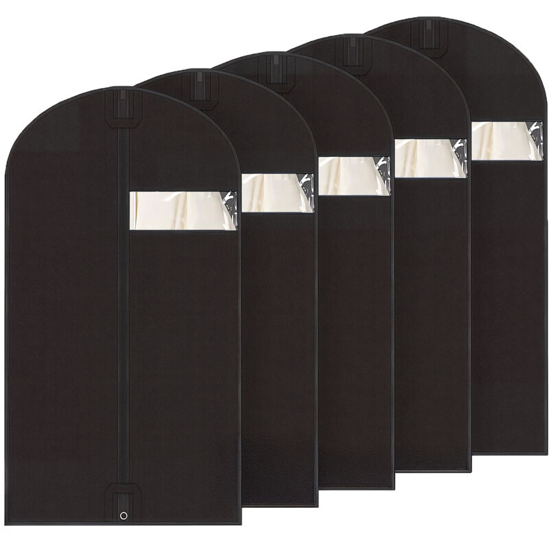 Juego de fundas para ropa Baggi, 100x60 cm, 5 uds., color negro