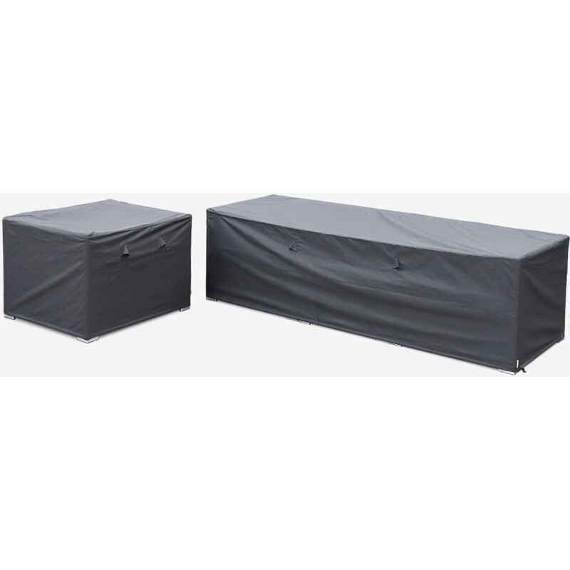 

Alice's Garden - Juego de fundas protectoras color gris oscuro para muebles de jardín (modelo Caligari / Vinci/ Romini) - dos lonas, lona Oxford,