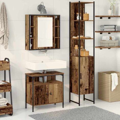 Juego de Gabinetes de Baño con estante Otro 3 pcs Madera vieja