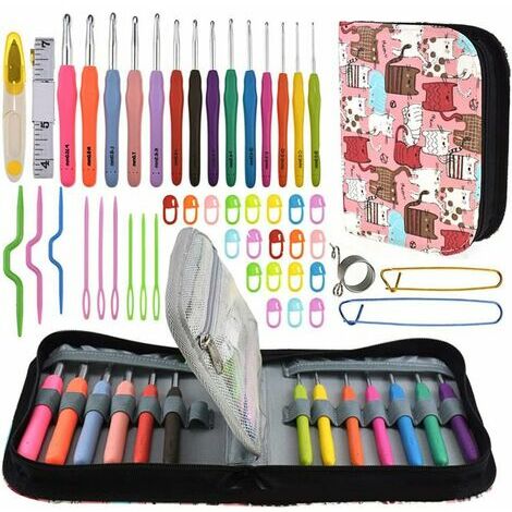 Juego de ganchillo todo en uno de alta calidad, herramientas de tejer, 48 piezas, accesorios para agujas de tejer, gancho de agujas de tejer colorido y ergonómico para una comodidad extrema