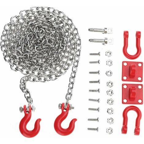 Juego de ganchos de remolque, accesorio de coche modelo de cadena de remolque de metal para orugas de escalada de coches,