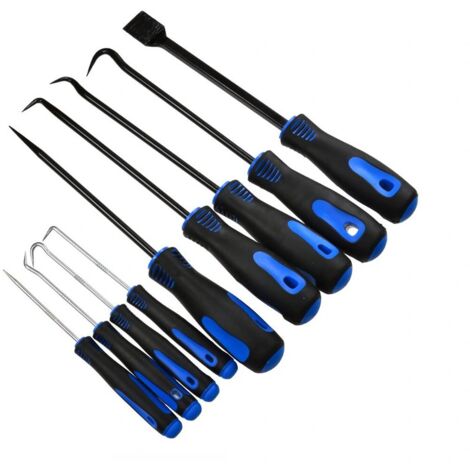Juego de ganchos, púas y raspadores, 9 piezas. Plateado S10876