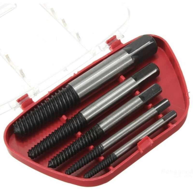 Juego de guías para extracción de pernos rotos, extractor de tornillos, brocas de centrado, fácil velocidad de extracción, 5 piezas