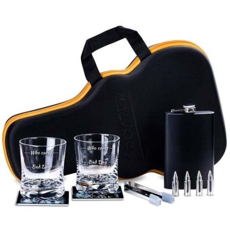 Juego de guitarra y whisky para barman, regalo elegante.