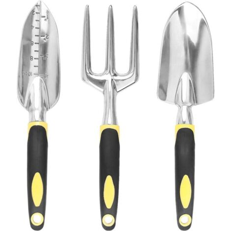Juego de herramientas de jardinería de 3 piezas, kit de jardinería para adultos, kit de jardinería de aluminio con mangos ergonómicos, ideal para desherbar, escarificar, trasplantar e injertar.