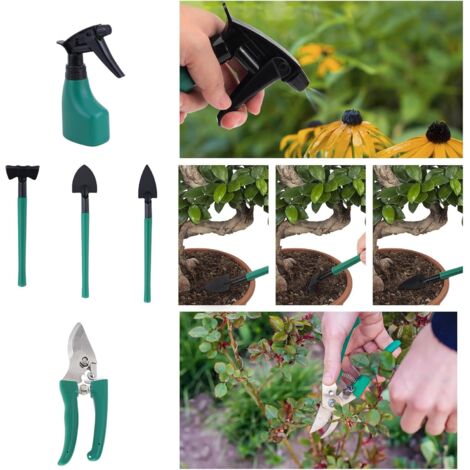 Juego de herramientas de jardinería Y con estuche de transporte y guantes de jardinería.