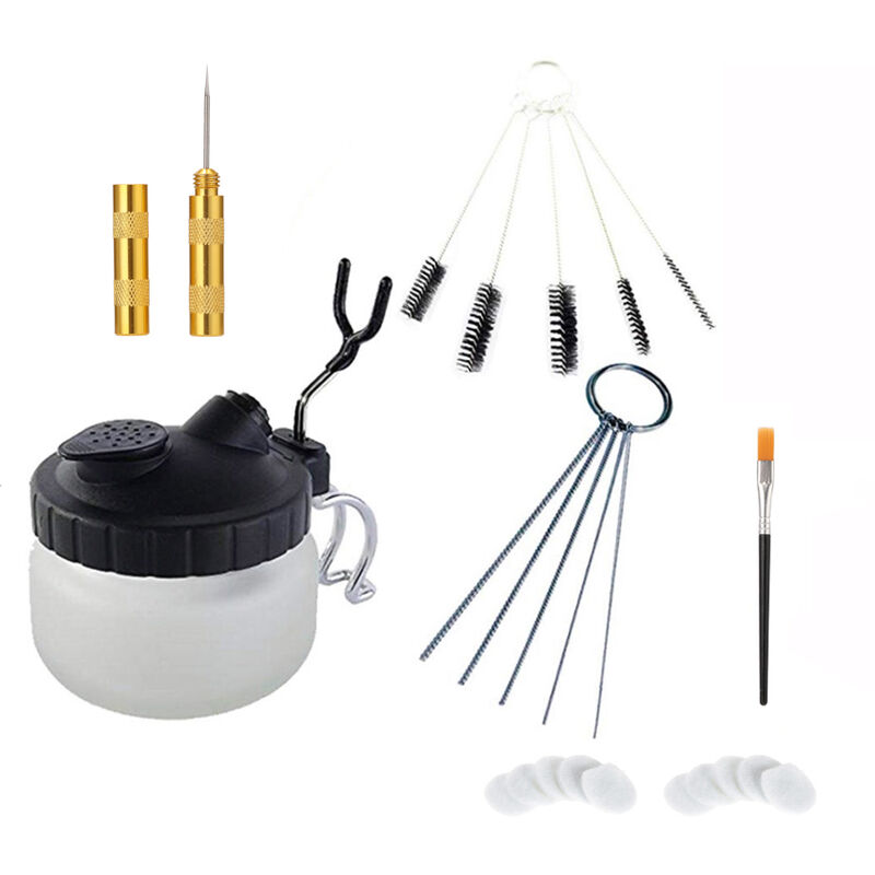 

Happyshopping - Juego de herramientas de lavado con aerografo, soporte para boligrafo Clean Pot Air Brush