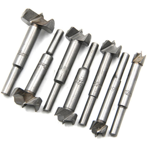 Juego de herramientas de perforación para carpintería de 5 piezas: broca de ala plana, escariador, herramienta para cortar madera, herramienta para bisagras (bolsa de plástico de 7 piezas [441 g])