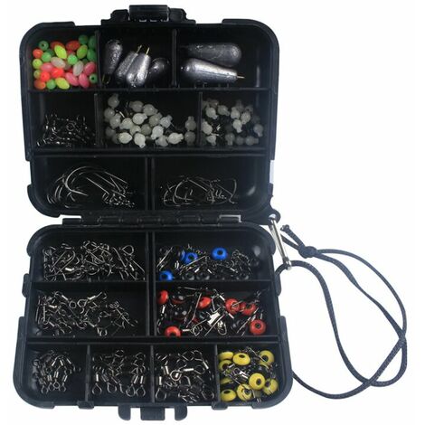 Juego de herramientas de pesca de 140 Uds., gancho de manivela, conector giratorio de plomo, conjunto de caja de herramientas de pesca de cuentas