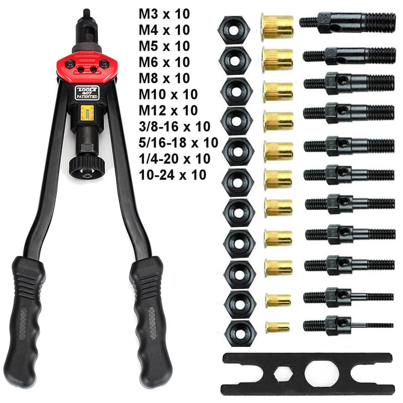 

Kingso - Juego de herramientas de remachado M3-M12 Kits de remachado de tuerca Accesorios de inserción de tuerca de remache