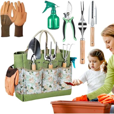 Juego de herramientas manuales para jardinería - Herramientas compactas para plantar  Plantar, rastrillar, airear el suelo y desherbar manualmente para jardín y granja.