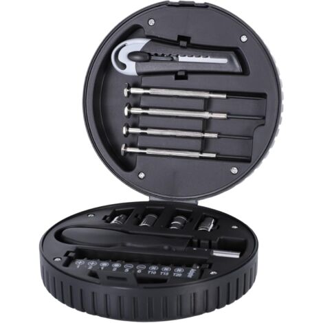 Juego De Herramientas Para Reparación Del Hogar 20 Piezas Caja De Herramientas Con Forma De Rueda Kit De Herramientas Organizado Para Mecánicos Y Proyectos