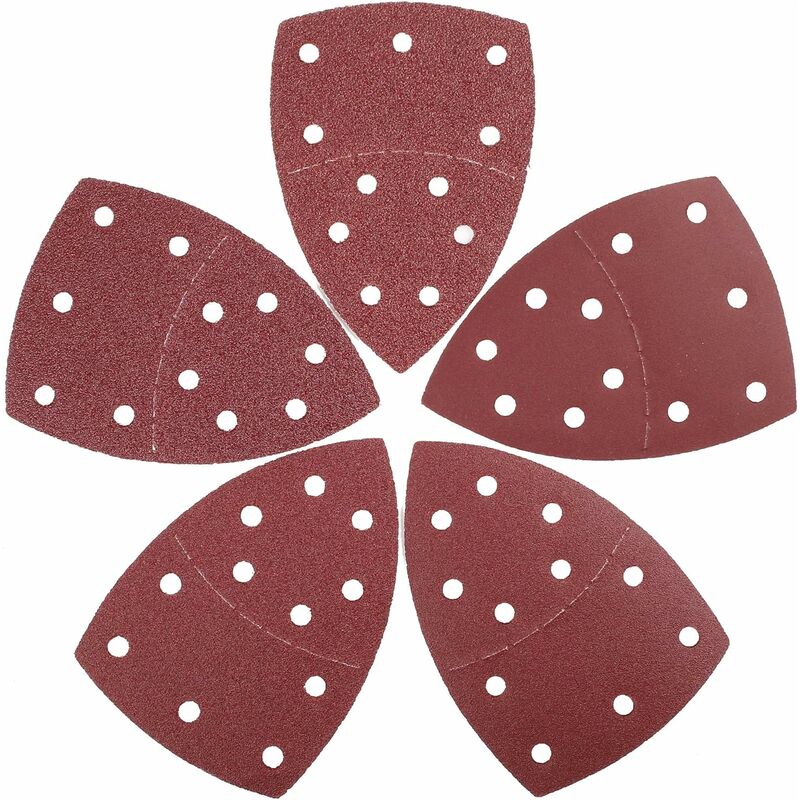 

Juego de hojas de lija triangulares de lijado 25 piezas, 105 x 152 mm│11 agujeros│ cada grano 5 x 40/60/80/120/240 para lijadora múltiple