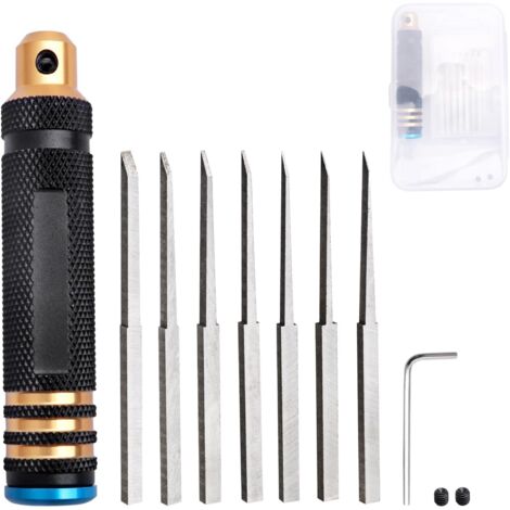 Juego de hojas para cutter de 0,1 mm, 0,2 mm, 0,4 mm, 0,6 mm, 0,8 mm, 1,0 mm y 2,0 mm con mango Herramientas de construcción Set de manualidades para modelismo básico