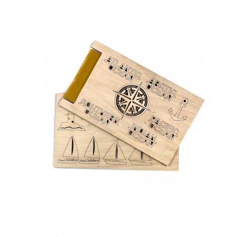 Juego de inscripciones oce谩nicas y a帽adidos para mapas de madera, 18 piezas, fabricado en MADERA