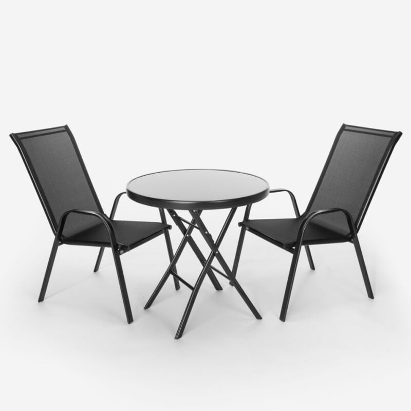 

Juego jardín 2 sillas moderno 1 mesa redonda plegable Kumis