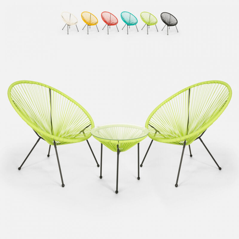 

Juego jardín Acapulco 2 sillas spaghetti 1 mesa redonda 50 cm Flaw | Verde oscuro