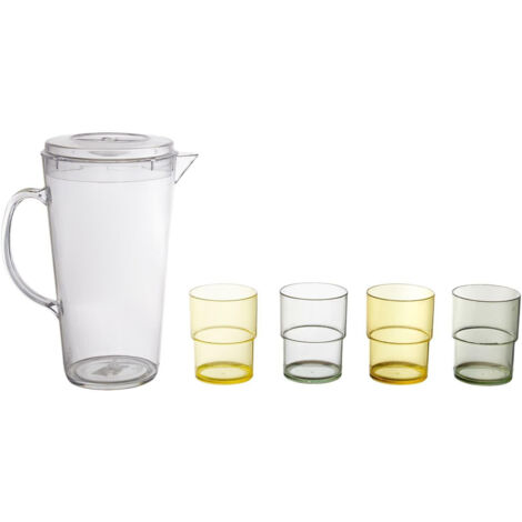 Juego de JARRA de 1L y 4 VASOS DE PLÁSTICO Soleil