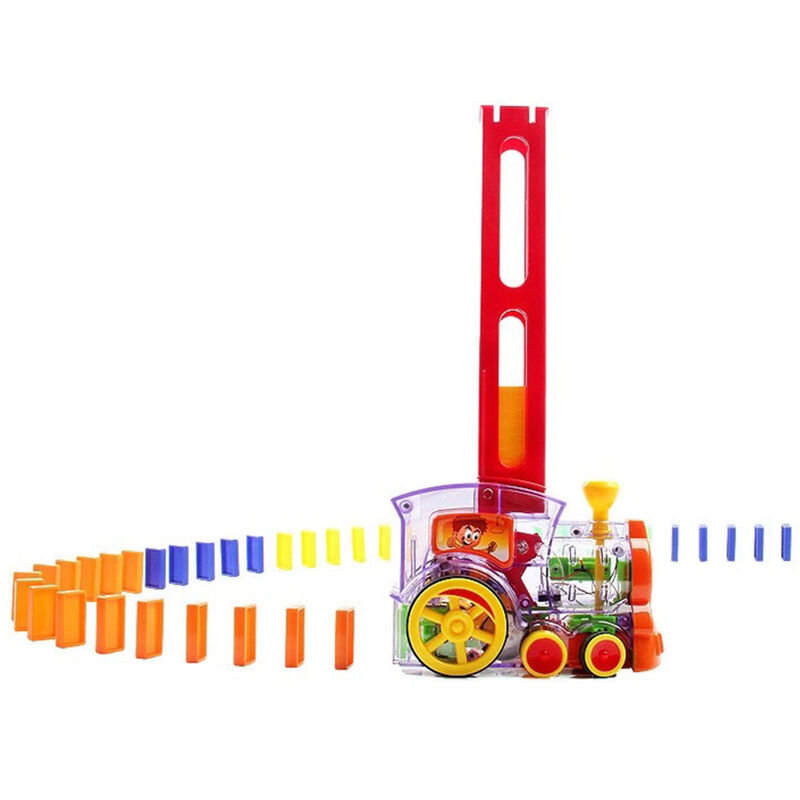 

Juego de juguete de tren de domino electrico con 60 piezas de bloques de construccion de juego de domino coloridos juguetes educativos para ninos y