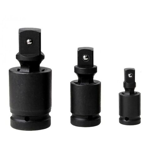 Juego de juntas universales de impacto, adaptadores reductores de 1/2", 3/8" y 1/4" con sistema de bola y resorte, adaptadores de dados para dados y puntas, 3 piezas