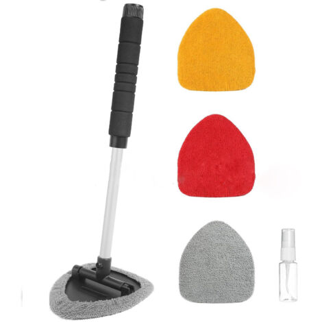 Juego de limpiador de parabrisas de coche, juego de 5 limpiadores de microfibra giratorios con paño de limpieza de microfibra lavable, botella de spray de 30 ml, bolsa de almacenamiento para coche, co