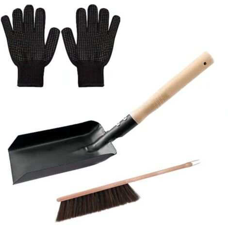 Juego de limpieza de chimeneas ZVD, pala y cepillo con guantes de silicona, herramientas prácticas para chimeneas