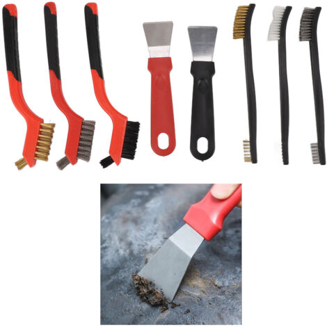 Juego de limpieza para hornos – 8 piezas: cepillo de alambre, cepillo de nailon + raspador