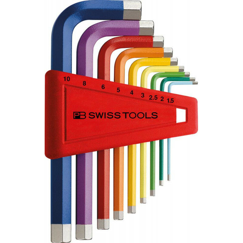 

Juego de llaves Allen en soporte de plástico 9 unidades 15-10mm Rainbow PB Swiss Tools