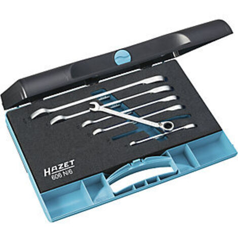Juego  de  llaves  combinadas  con  carraca  606N/6  6  piezas  SW  8-19mm  acodadas  HAZET