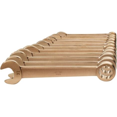 Juego de llaves combinadas de 11 piezas, aluminio, bronce multimaterial de 10-32 mm, antichispa