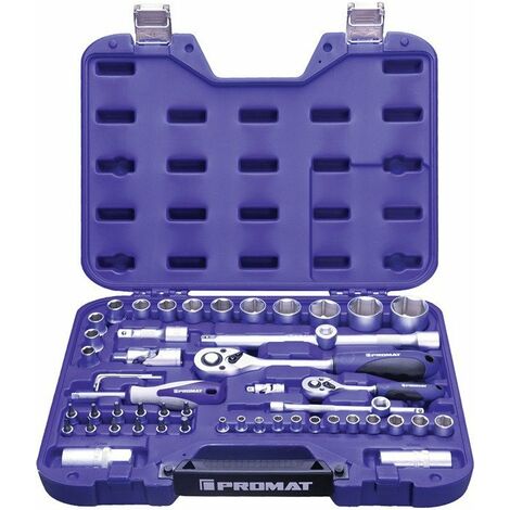 Juego de llaves de tubo 55 piezas 1/4 + 1/2 pulgada SW 4-32mm Z.72 / 72 6KT PROMAT