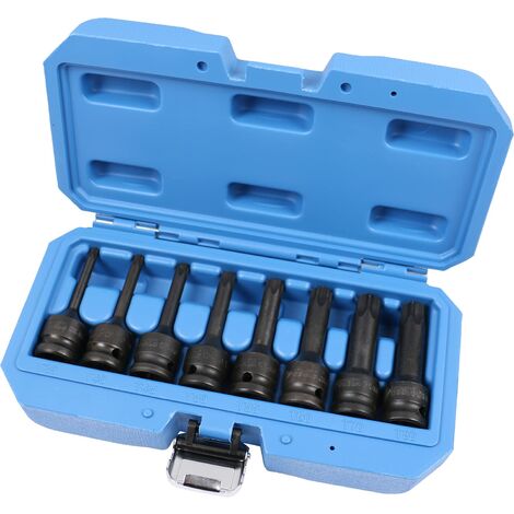 Juego de llaves de vaso de impacto con punta 1/2", Torx, 8 pzs, T30 - T80