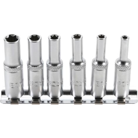 Juego de llaves de vaso E-Torx, largas  entrada 6,3 mm (1/4")  E4 - E10  6 piezas