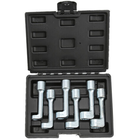 Juego de llaves de vaso para línea de inyector tipo L, acero cromo vanadio, llave de vaso para tubería de inyección de combustible para reparación automotriz, 6 piezas