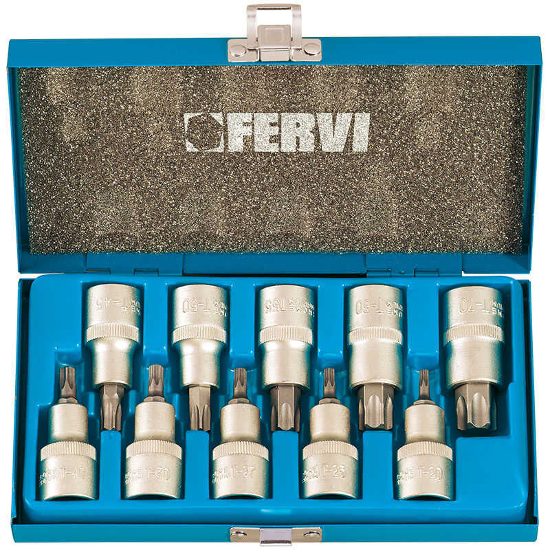 

JUEGO DE 10 LLAVES DE VASO TORX T20-T70 DE 12” 0622 - Fervi