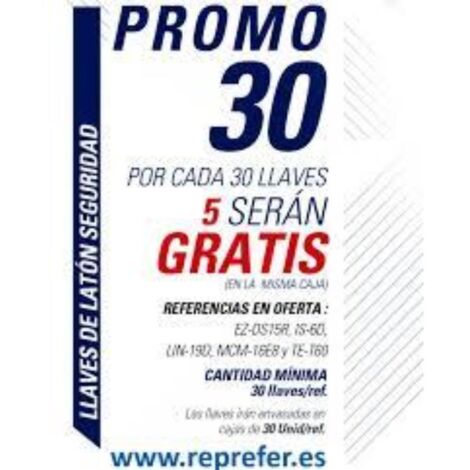 Juego de llaves JMA Prom. 30 llaves + 5 gratis seguridad latón IS-6D