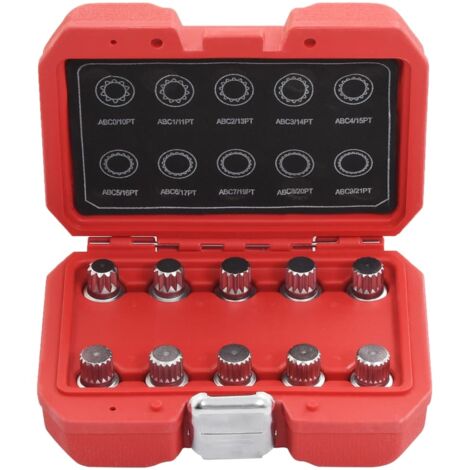 Juego de llaves para tuercas de seguridad de rueda (10 unidades) para VW 020004206