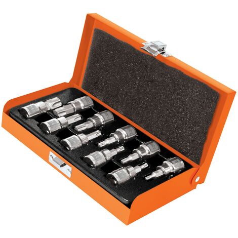 Juego de llaves vaso Torx, cuadro 3/8" - 10 piezas