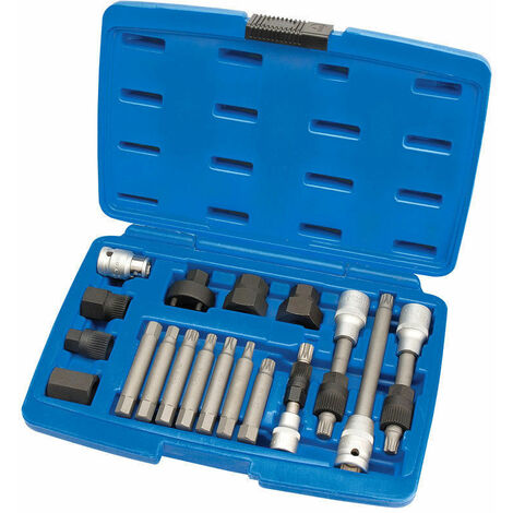 Juego de llaves y puntas extractor para poleas alternador 18 piezas
