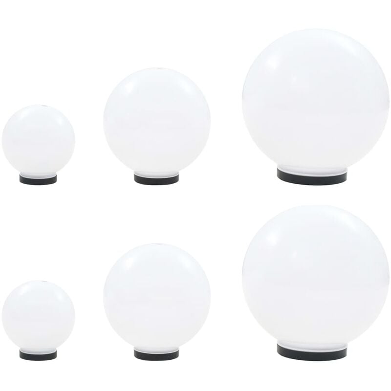 

Juego de lámparas de bola LED 6 uds esféricas PMMA 20/30/40 cm - Blanco
