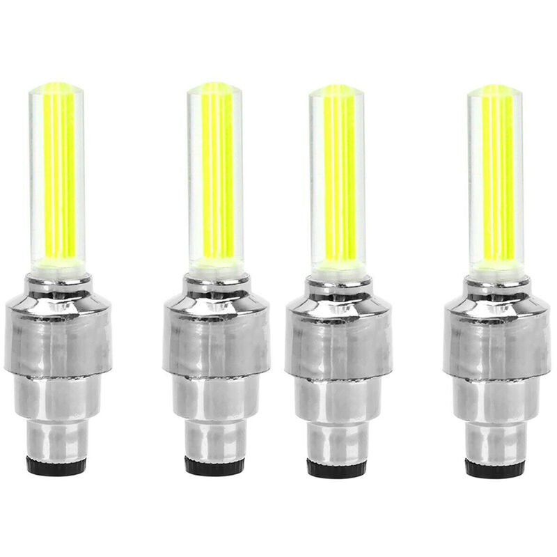 

Juego de luces de tapa de vastago de rueda de neumatico de 4 piezas para coche, bicicleta, motocicleta, automatico,Amarillo