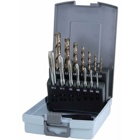 Juego de machos de roscar para máquina DIN 371/376 B M3-M12 14 piezas HSS-Co5 Ku.-Kass.RUKO