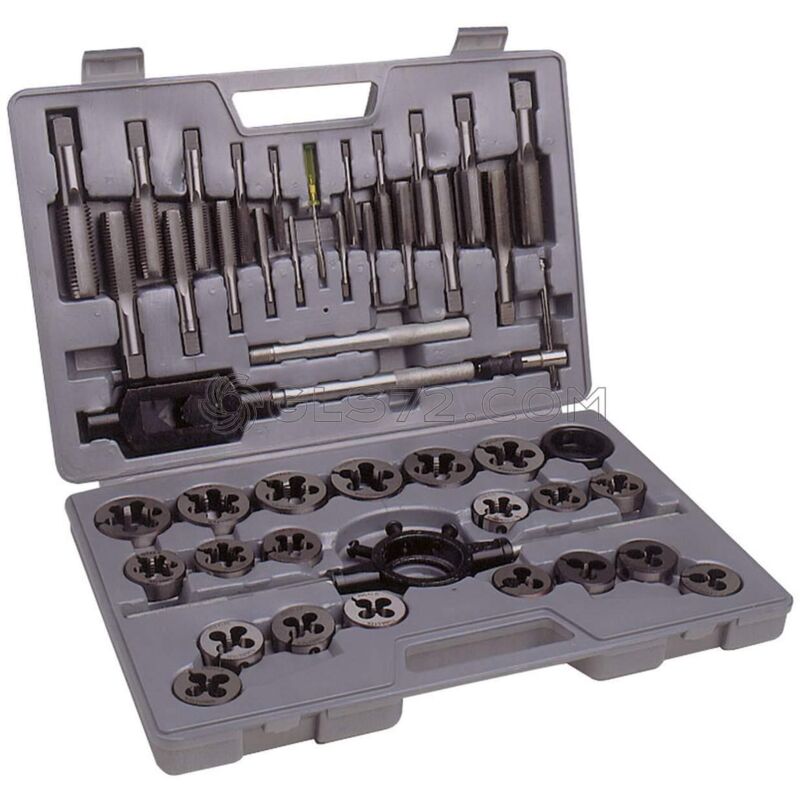 

45 PZ JUEGO DE MACHOS Y COJINETES DE ACERO TUNGSTENO M6-M24 M100 - Fervi