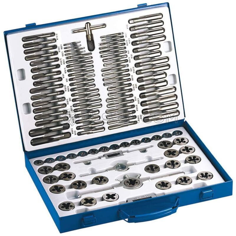 

110 PZ JUEGO DE MACHOS Y COJINETES DE ACERO TUNGSTENO M2-M18 M218 - Fervi
