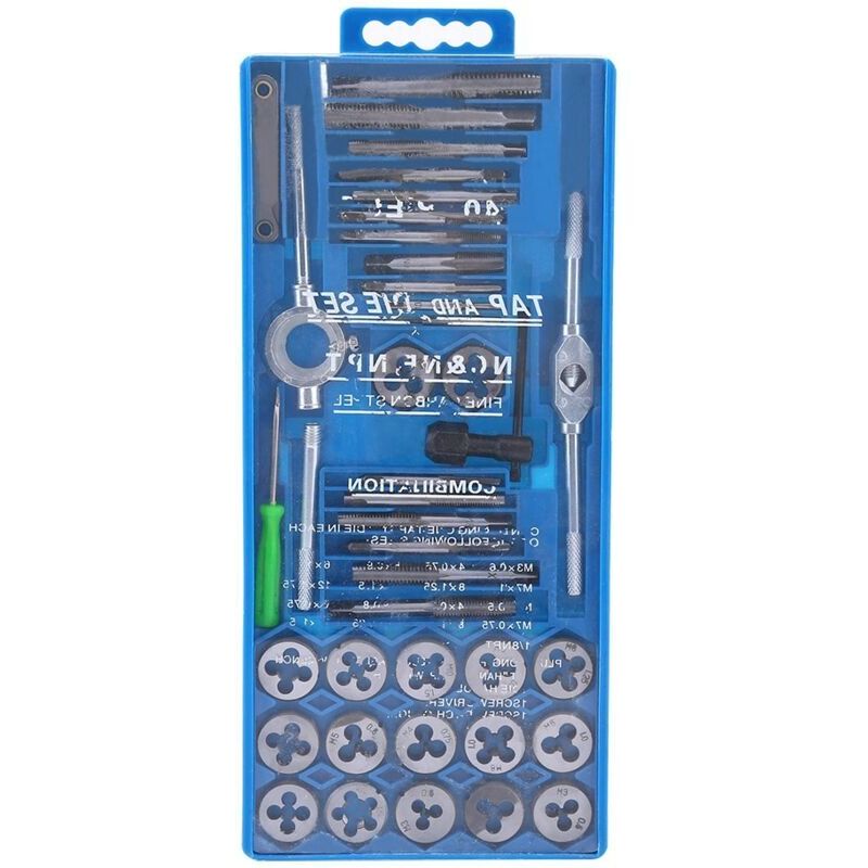 Xisrens Schwarz Juego De Machos Y Terrajas Métricos Endurecidos Eosnow, Roscado De Tornillos, Herramientas Manuales Cónicas, 40 Piezas