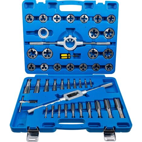 Juego de machos y terrajas pulgadas 1/4" - 1" 45 piezas