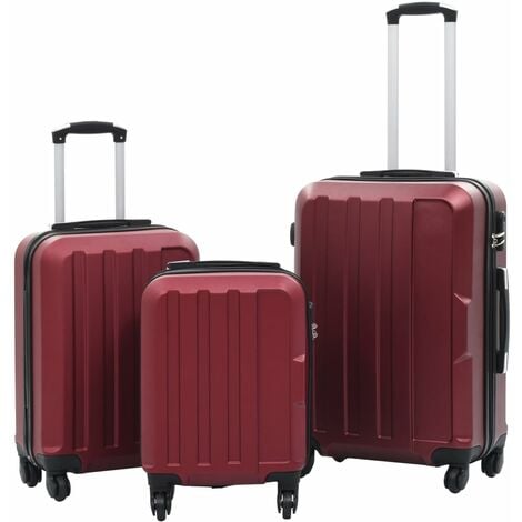 Juego de maletas rígidas ruedas trolley 3 pzas rojo tinto ABS