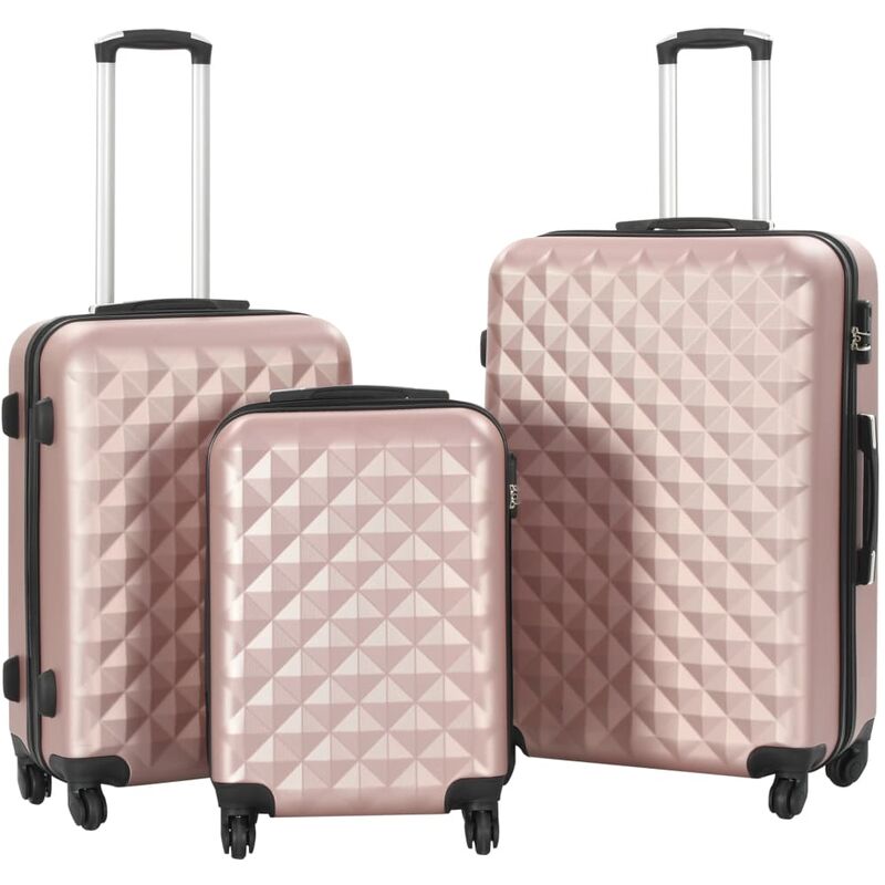 

vidaXL Juego de maletas rígidas ruedas trolley 3 pzas rosa dorado ABS - Oro