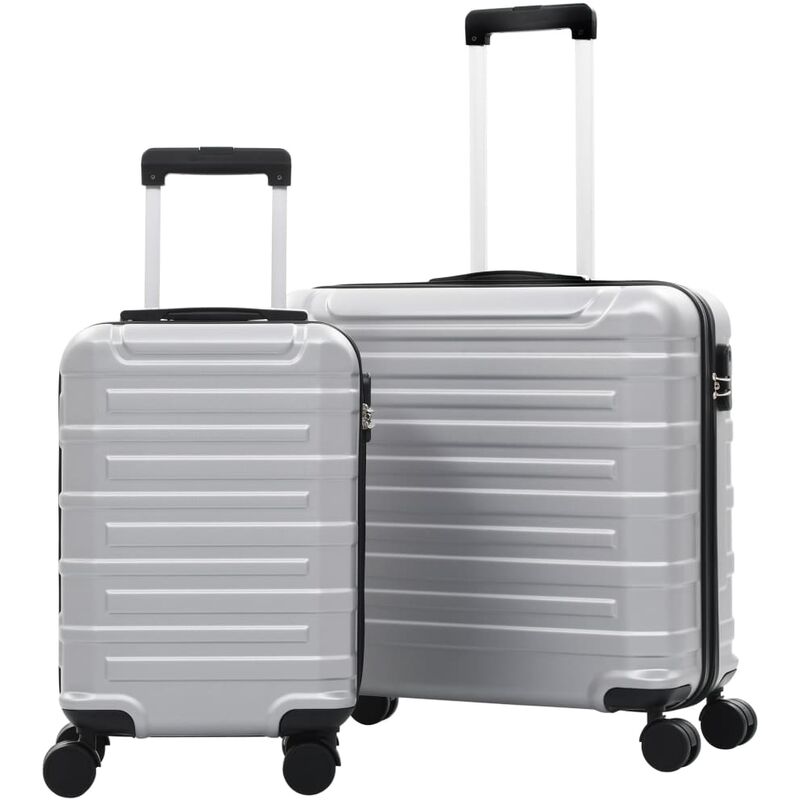 

vidaXL Juego de maletas trolley rígidas 2 piezas plateado ABS - Plateado