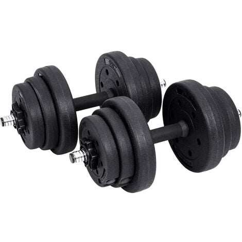 Juego de Mancuernas Ajustables, con Barra Adicional, 20 kg, para Hombres y Mujeres, Entrenamiento de Fitness, Levantamiento de Pesas en el Gimnasio de casa - 1 Par, Negro